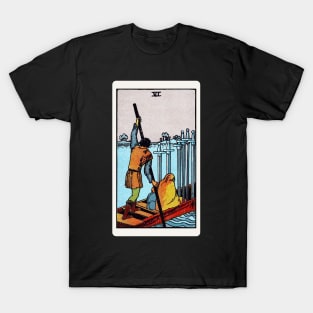 Card #55 - Six Of Swords - Rider Waite Smith Tarot T-Shirt